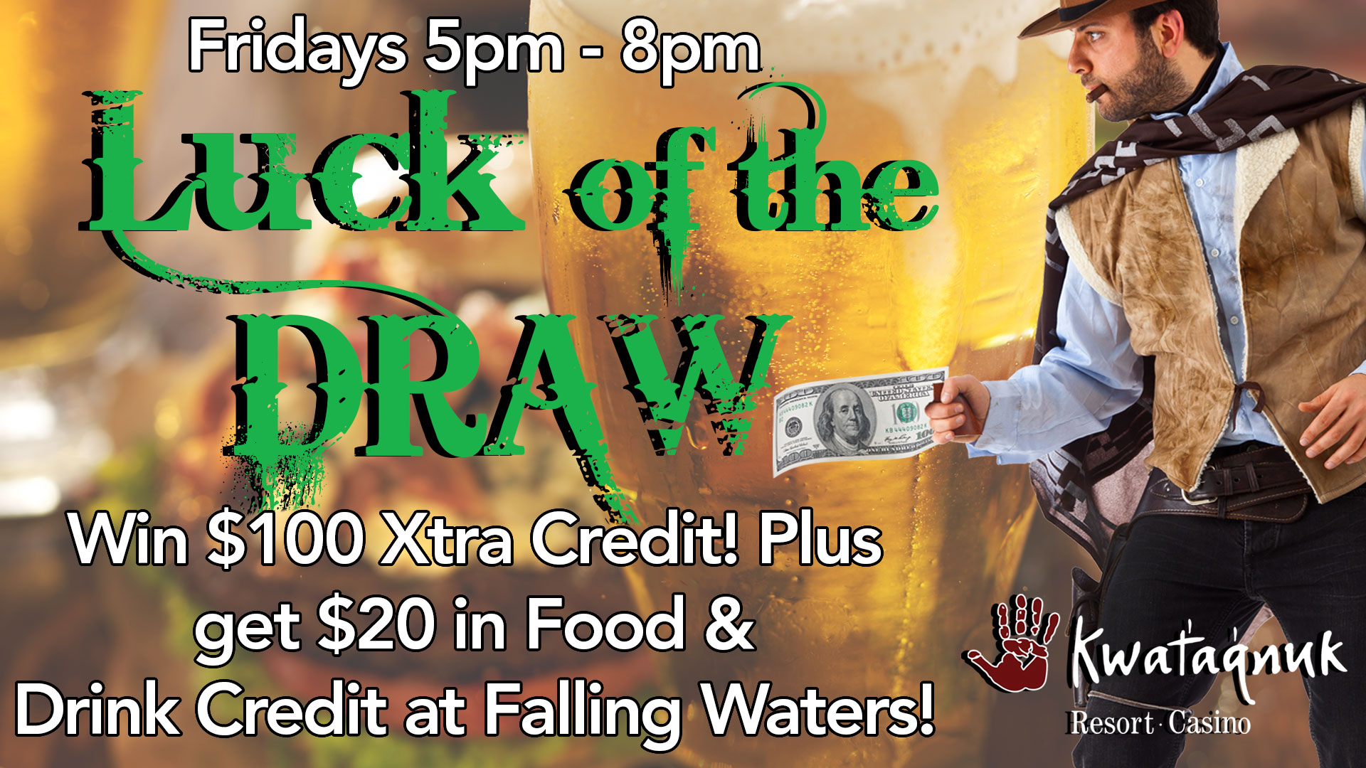 Montana casinos, hot seat drawing, Falling Waters, Food & Drink, Xtra Credit, Fridays