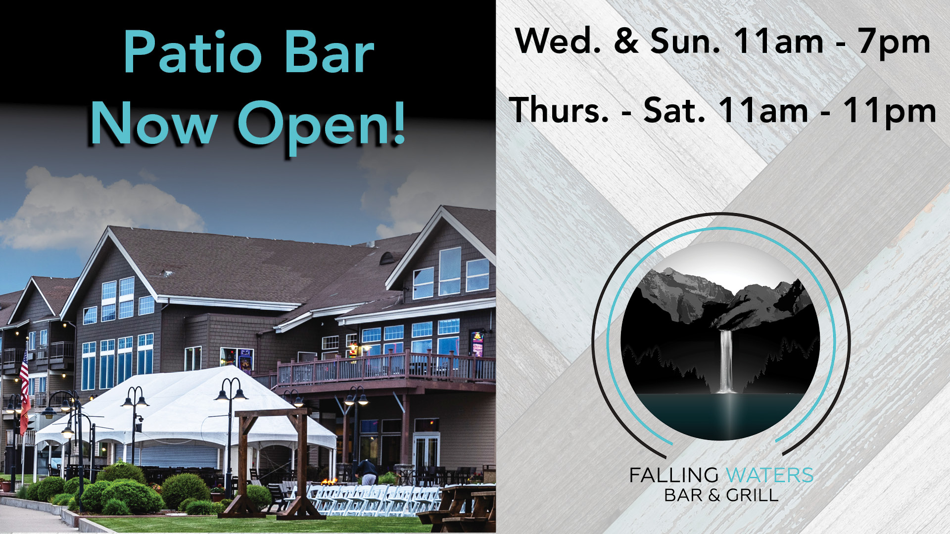 Patio bar, patio, patio events, outdoor bar at kwataqnuk, patio bar on flathead lake