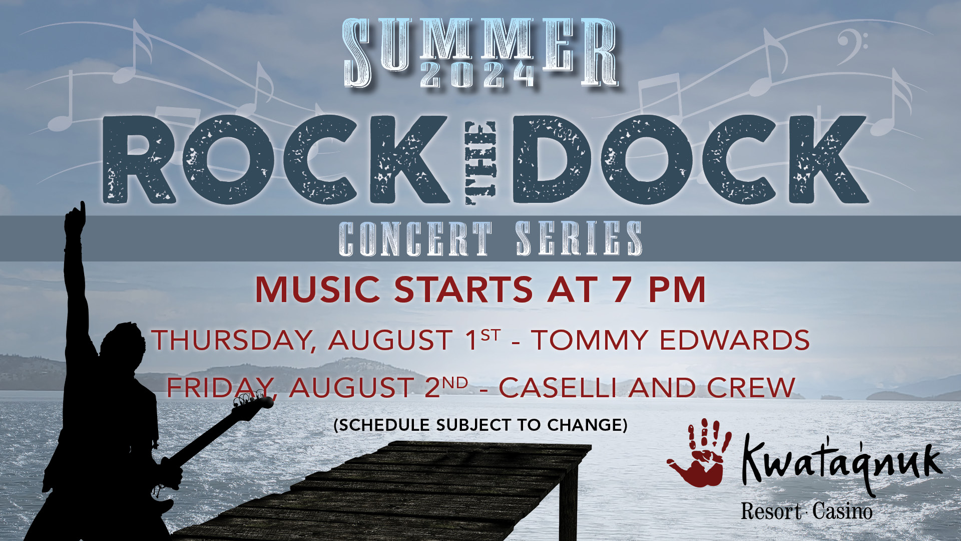 Rock the Dock, Kwataqnuk, Summer Concert Series, Summer Concert, Live music, free event, local event, free local event, Tommy Edwards, Caselli and Crew, Rockin the dock rock the docks,